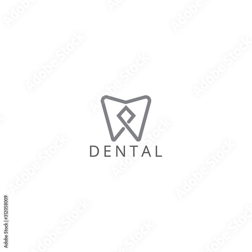 Dental Clinic Logo Tooth abstract design vector template Linear style. Dentist stomatology medical doctor Logotype concept icon.