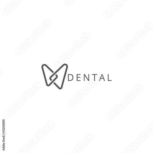 Dental Clinic Logo Tooth abstract design vector template Linear style. Dentist stomatology medical doctor Logotype concept icon.