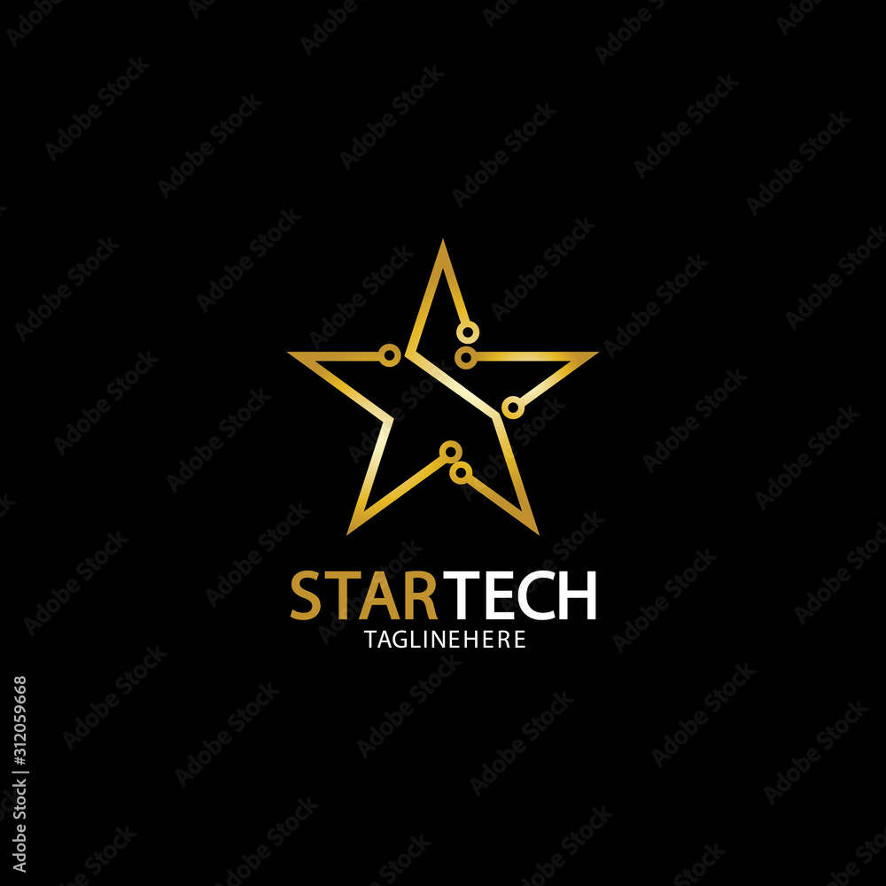 Gold Star Technology logo on black background Gold Star Technology logo on black background