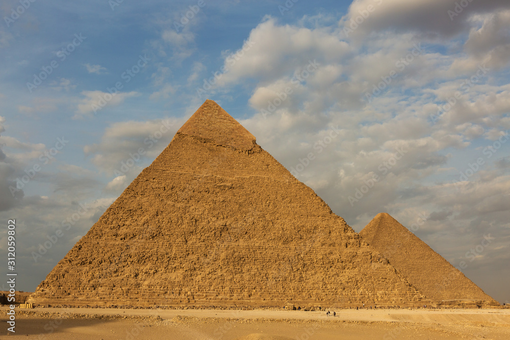 Famous great Giza Pyramids in sand desert in Cairo.	
