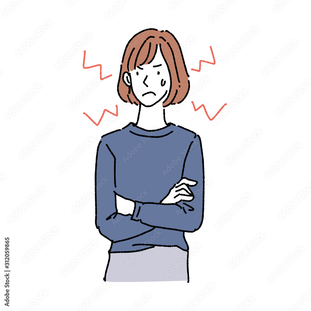 イライラする女性 上半身 手描き イラスト Stock Vector Adobe Stock