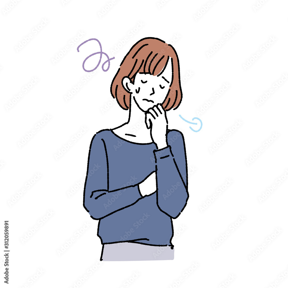 気分が落ち込む女性 イラスト うつ 体調不良 心配事 悩み Stock Vector Adobe Stock
