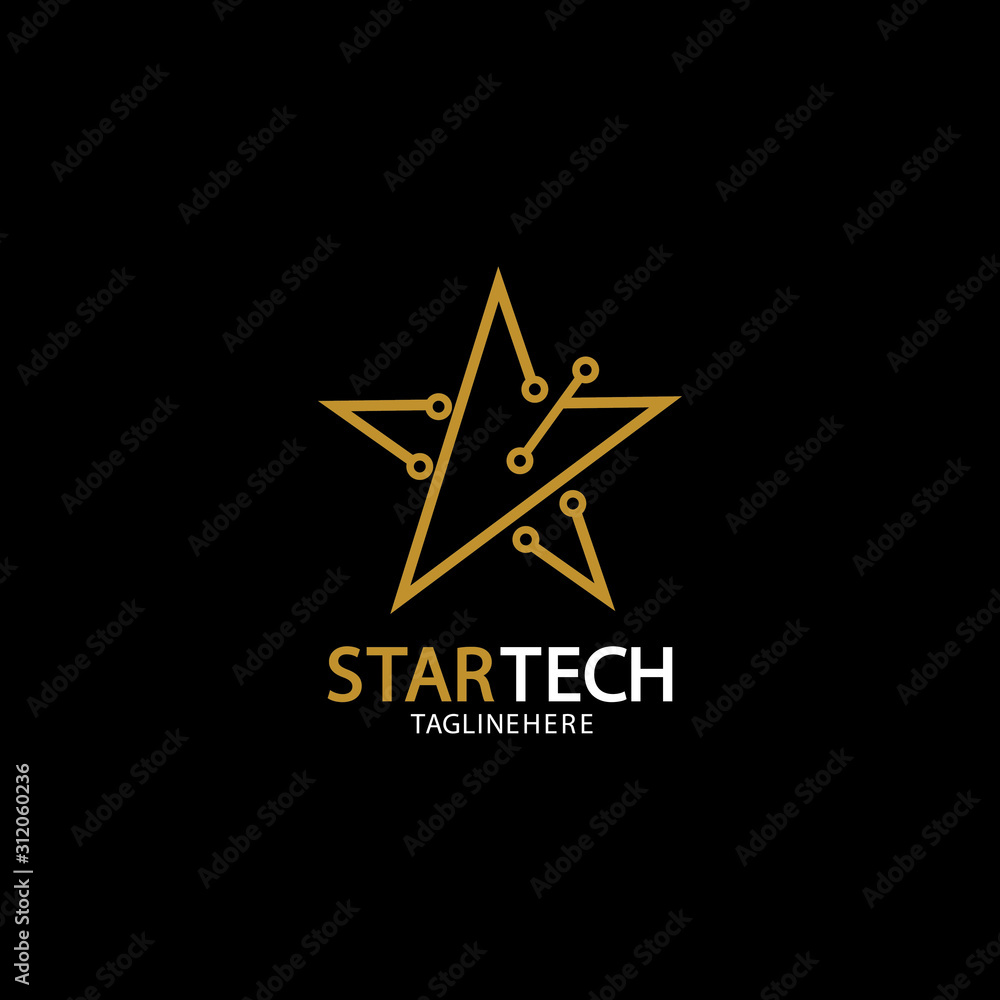 Obraz premium Gold Star Technology logo on black background