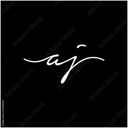AJ Initial luxury handwriting logo. handwriting logo of initial signature, wedding, fashion, jewelry, boutique, and botanical with creative template for any company or business - vector