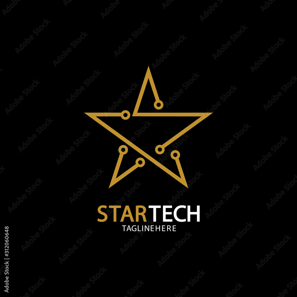 Obraz premium Gold Star Technology logo on black background