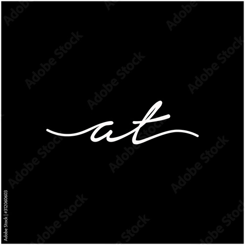 AT Initial luxury handwriting logo. handwriting logo of initial signature, wedding, fashion, jewelry, boutique, and botanical with creative template for any company or business - vector