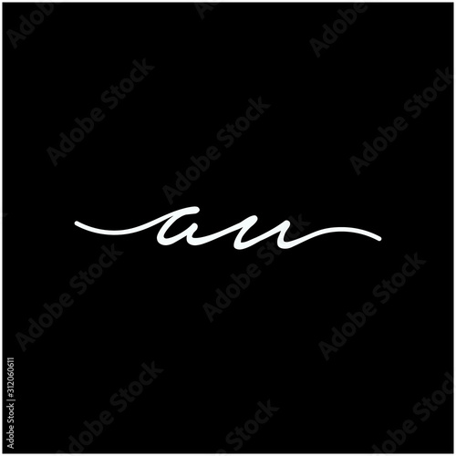 AU Initial luxury handwriting logo. handwriting logo of initial signature, wedding, fashion, jewelry, boutique, and botanical with creative template for any company or business - vector