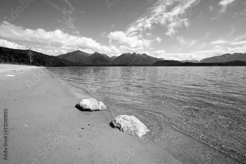 New Zealand - Manapouri. Black and white vintage filtered style. photo