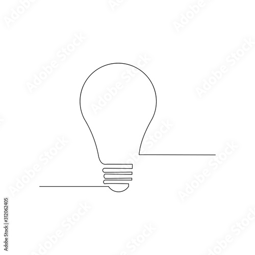 continuous line drawing of idea bulb vector illustration