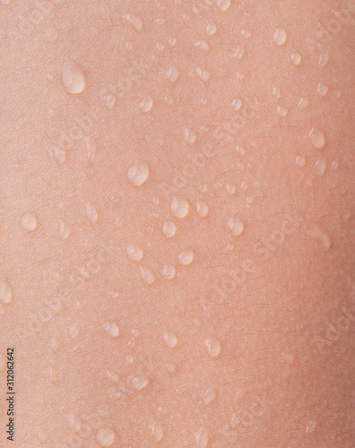 drops of water on human skin