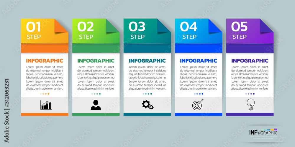 Infographics design template, Business concept with 5 steps , can be used for workflow layout, diagram, annual report, web design.Creative banner, label vector.