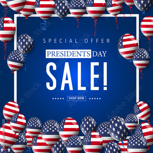 Presidents Day Sale banner - Presidents Day special offer. Banner for presidents day sale design. Special offer for Presidents Day celebration.