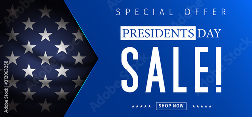 Presidents Day Sale banner - Presidents Day special offer. Banner for presidents day sale design. Special offer for Presidents Day celebration.