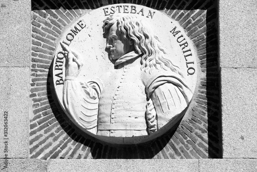 Obraz premium Bartolome Esteban Murillo. Black and white retro image style.