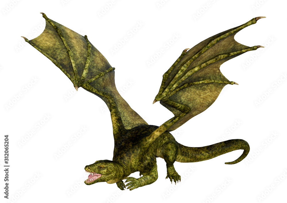 3D Rendering Fairy Tale Dragon on White 3D Rendering Fairy Tale Dragon on White
