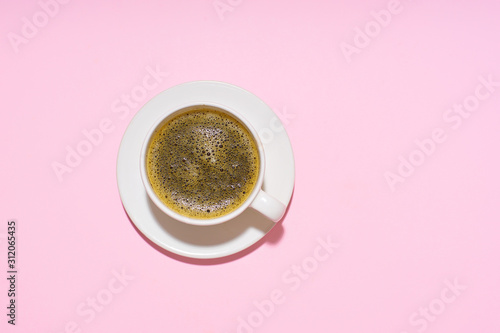  Flatlay with cofee cup on purple background