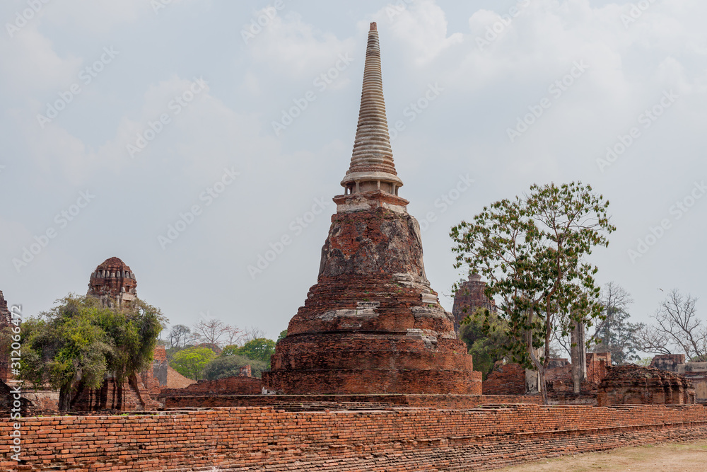 Stupa building at Wat Ratchaburana, Thailand Ayutthaya february 2015