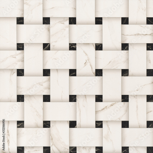 Marble seamless pattern design with white geometric lines © Mayur