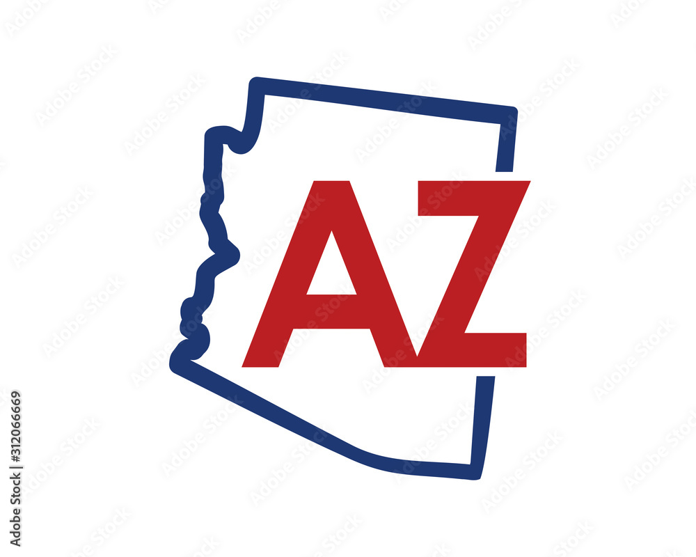 Outline Arizona Map And abbreviations Logo Design Template 002  Stock-Vektorgrafik | Adobe Stock