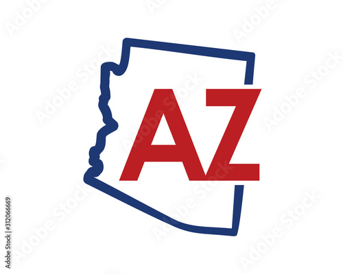 Outline Arizona Map And abbreviations Logo Design Template 002