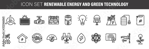 Thin line icons set. Icons for recycling, environmental.