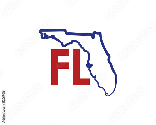 Outline Florida Map And abbreviations Logo Design Template 002