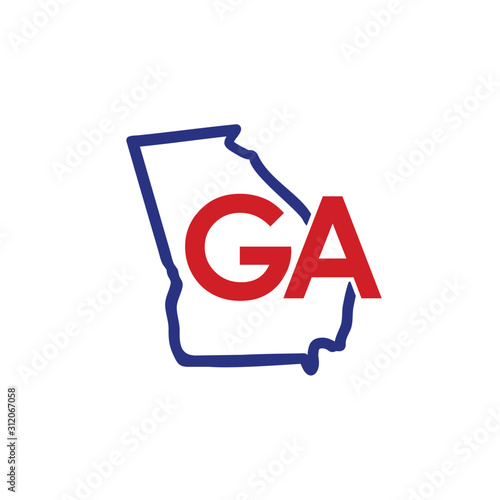 Outline Georgia Map  And abbreviations Logo Design Template 002