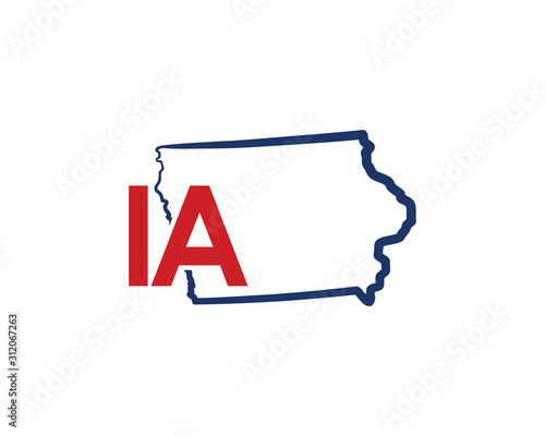 Outline Iowa Map  And abbreviations Logo Design Template 002