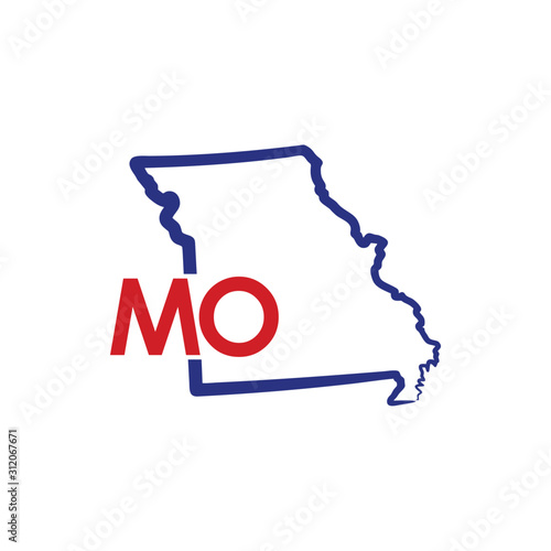 Outline Missouri Map And abbreviations Logo Design Template 002