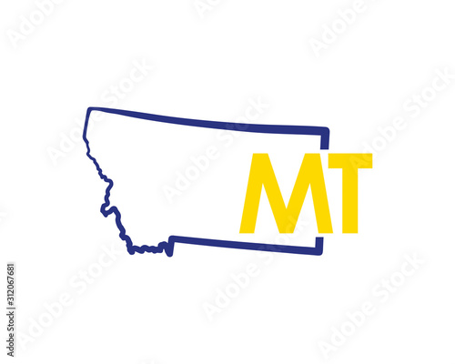 Outline Montana Map And abbreviations Logo Design Template 002