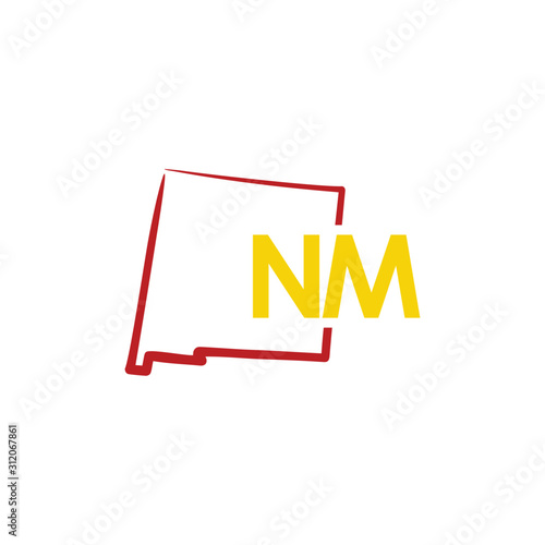 Outline New Mexico Map And abbreviations Logo Design Template 002 Stock