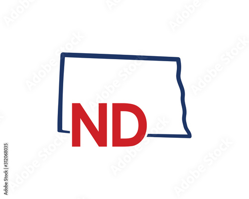 Outline North Dakota Map And abbreviations Logo Design Template 002