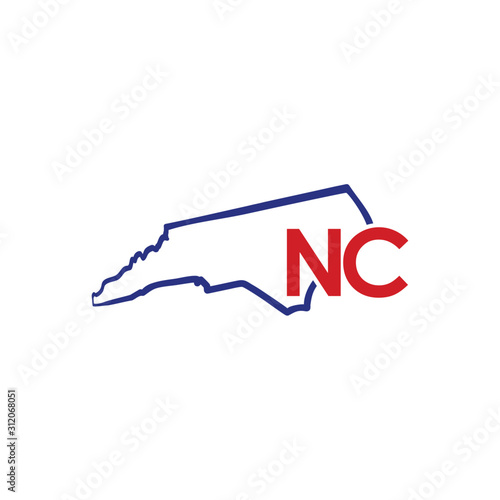 Outline North Carolina Map And abbreviations Logo Design Template 002