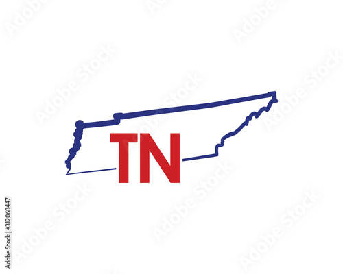 Outline  Tennessee Map And abbreviations Logo Design Template 002