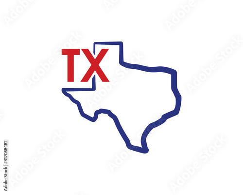 Outline Texas Map And abbreviations Logo Design Template 002