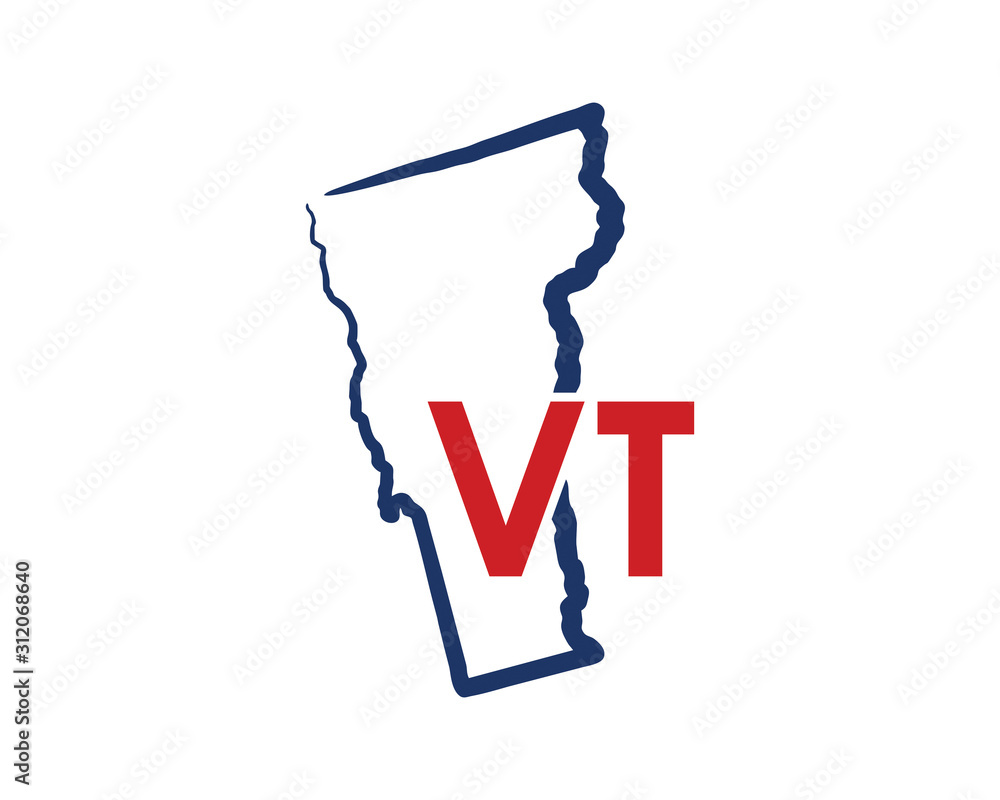 Outline Vermont Map And abbreviations Logo Design Template 002 Stock Vector Adobe Stock