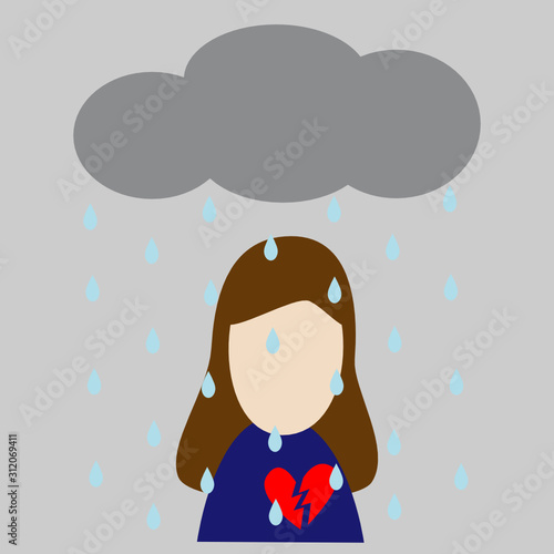 heartbroken woman under the rain