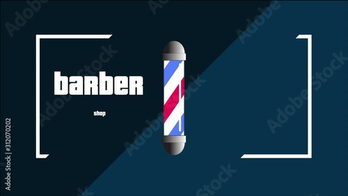 Animation of barber pole spinning, word 