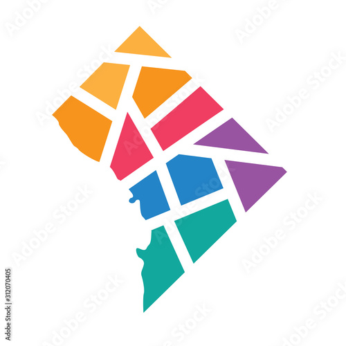 colorful geometric Washington, D.C. map- vector illustration