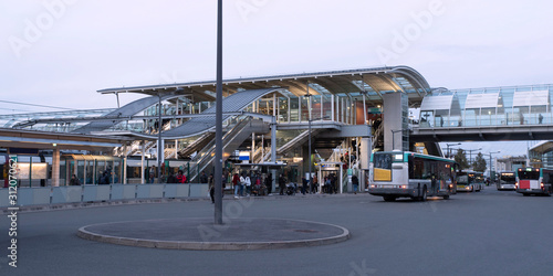 Fototapeta Naklejka Na Ścianę i Meble -  Trains and passenger buses in the Paris region in France