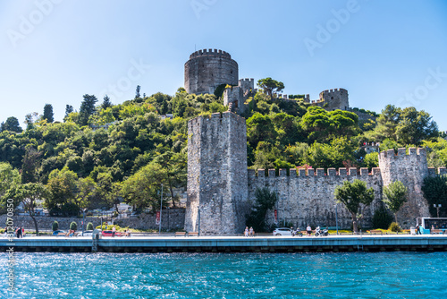 Rumelian Castle and Roumeli Hissar Castle or Bogazkesen Castle, a medieval fortress located in Istanbul, Turkey, on a series of hills on the European banks of the Bosphorus.