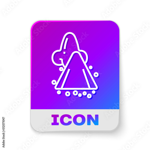 White line Runny nose icon isolated on white background. Rhinitis symptoms, treatment. Nose and sneezing. Nasal diseases. Rectangle color button. Vector Illustration