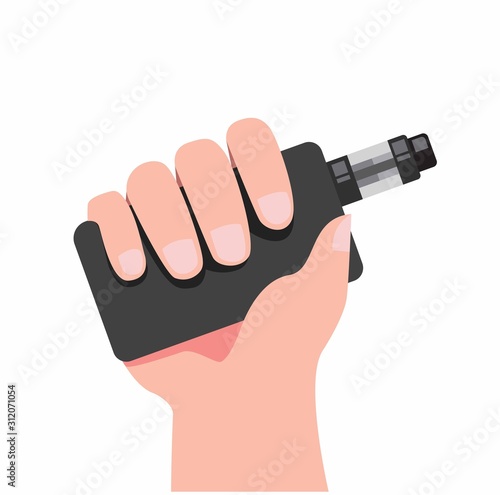 hand with vape or electronic cigarette in white background symbol icon flat illustration editable vector
