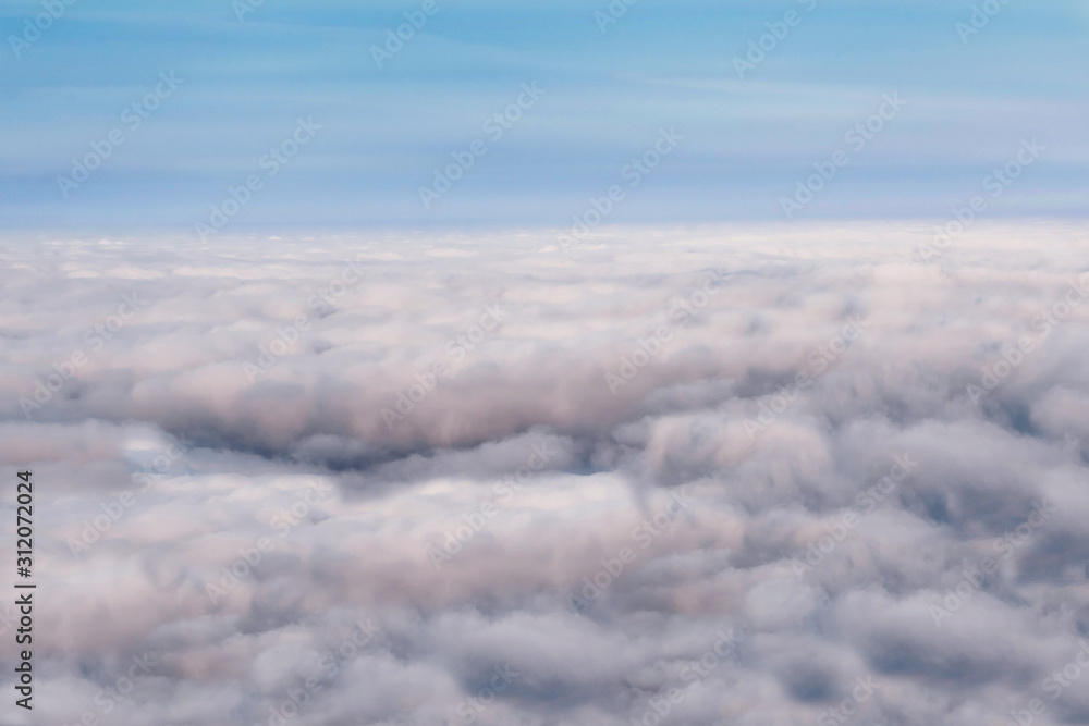 view of the clouds from the top of the mountain through the trees