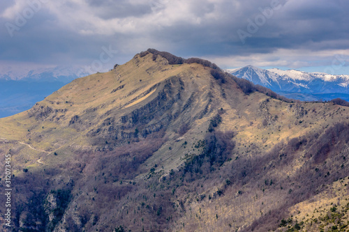 Clouds over the Comanegra Peak  Alta Garrotxa  Catalonia  Spain.