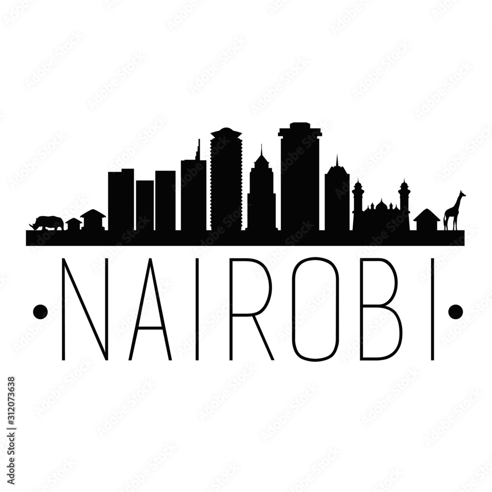 Nairobi Kenya. City Skyline. Silhouette City. Design Vector. Famous Monuments.