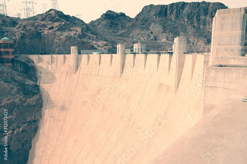 Hoover Dam. Vintage filter color tone.