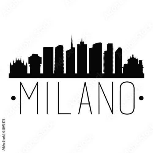 Milan Italy. City Skyline. Silhouette City. Design Vector. Famous Monuments.