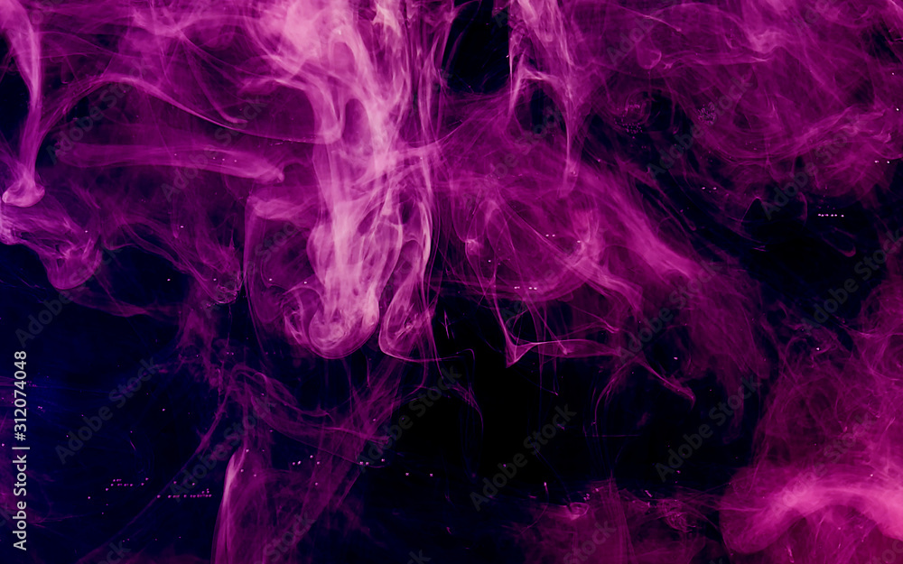 Violet space abstract background. Stylish modern technology background. Watercolor ink in water.