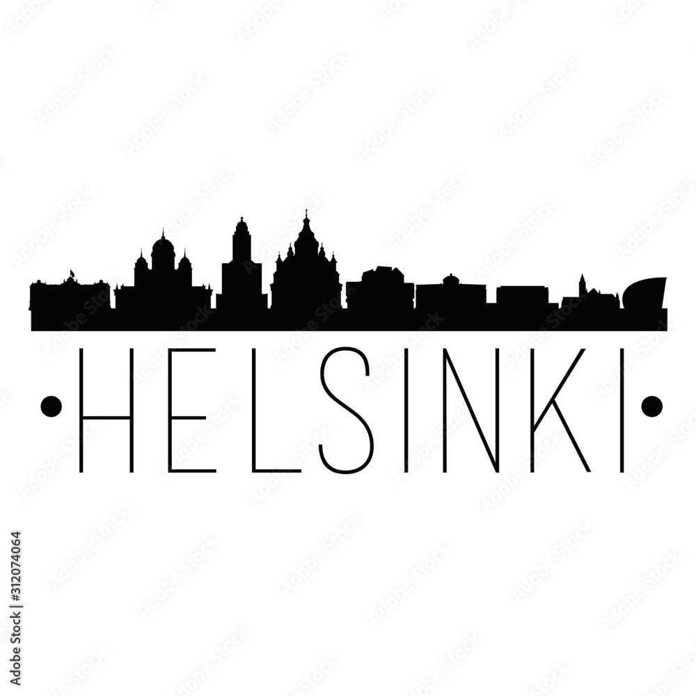 Helsinki Finland. City Skyline. Silhouette City. Design Vector. Famous Monuments.